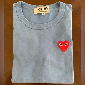 Womens COMME DES GARÇONS PLAY Blue Small Heart T-Shirt (SZ:Small)